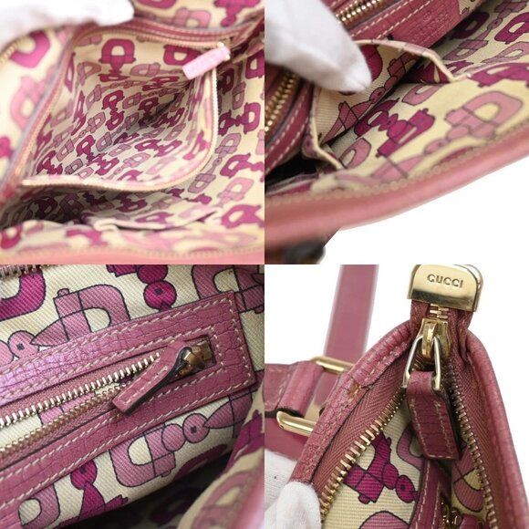 GUCCI Logo GG Pattern Shoulder Bag Canvas Leather Brown Pink Italy 31FC039 - Picture 12 of 16